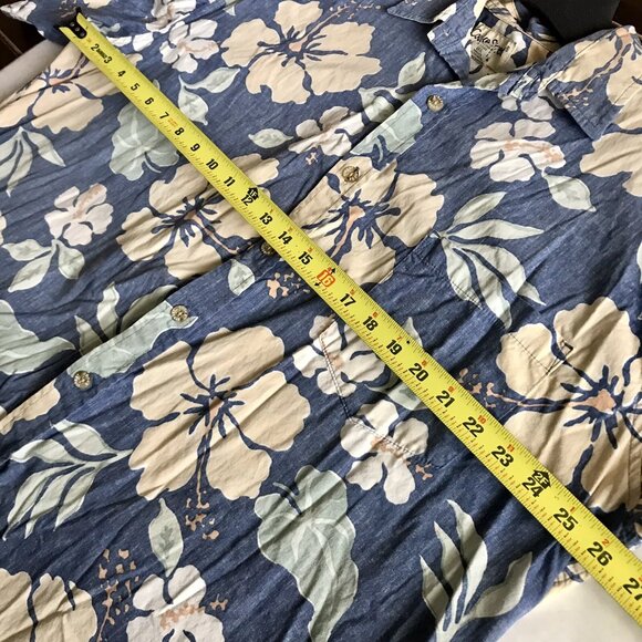 Men’s COOKE STREET Blue Floral Stone Wash Hawaiian Shirt Size 2XL - Picture 5 of 7